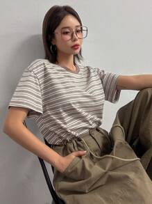 DAZY Round Neck Striped T-Shirt - Multicolor - View 7