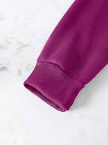 SHEIN EZwear Của phụ nữ Loại bướm In ấn Áo nỉ có mũ Với Trở lại In - Màu tím - Xem 5