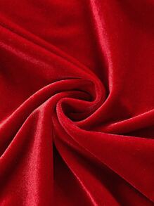 SHEIN MOD Pearl Embellished Sweetheart Neckline Long Sleeve Velvet Dress With Flared Hem