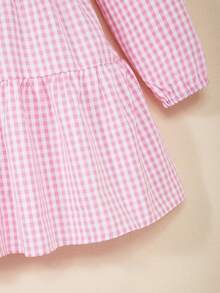 1 Miếng Cô gái Hoa văn kẻ sọc Tay áo dài Đầm Cho mùa xuân Và Mùa hè - Hồng - Xem 5