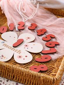 嬰兒女孩里程碑數字木質牌組,適用於新生兒攝影道具 - 彩色 - 查看 7