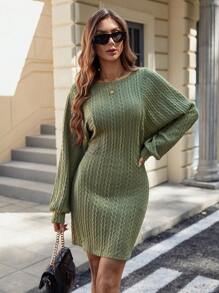 Chiquease Women's Casual Lantern Sleeve Dress - Redwood - View 5