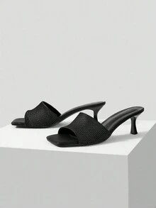 MOTF PREMIUM 極簡主義款女士高跟涼鞋 - 黑色 - 查看 7