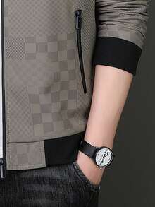 男士幾何印花抓絨夾克 - 卡其色 - 查看 6