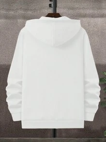RueChic Casaco de moletom com capuz estilo cardigan com zíper masculino e cordões, forrado de lã