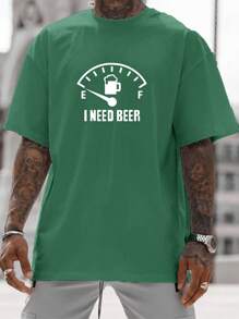 Manfinity Hombres Camiseta con estampado de slogan - verde menta - Ver 6