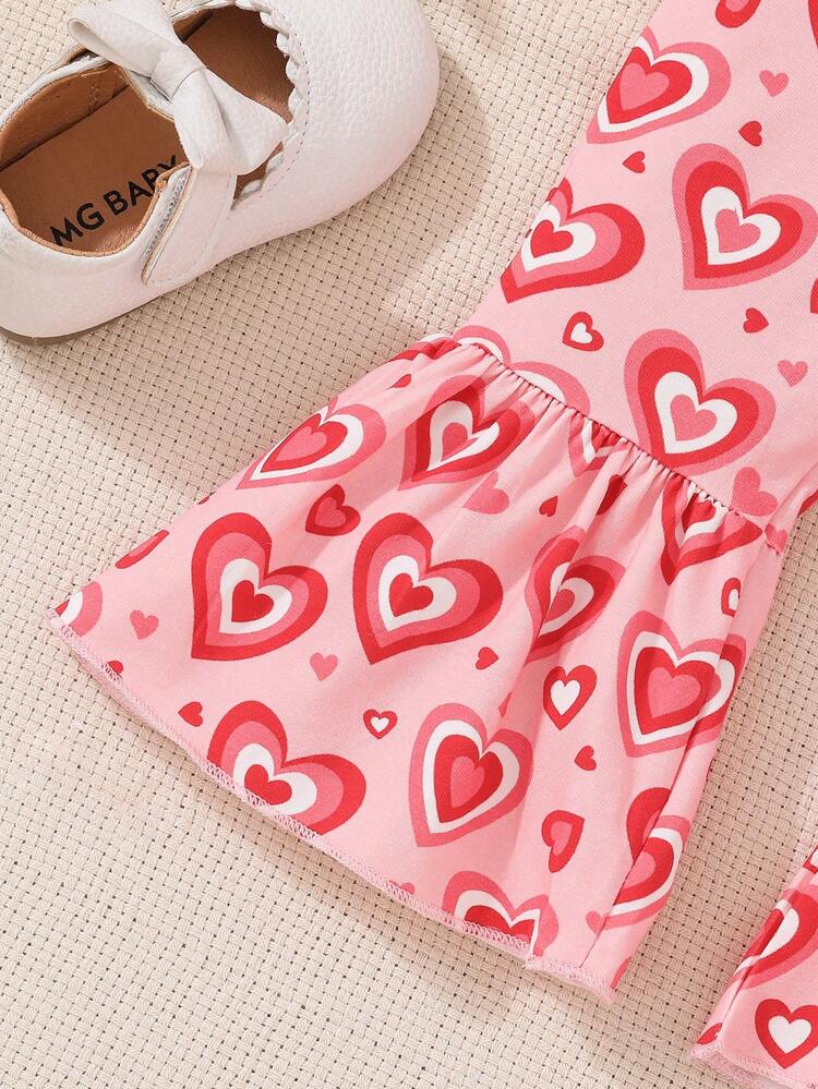 Valentine's Day, Baby Girl Fun Love Print Casual All-Strap Jumpsuit