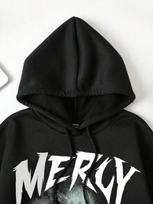 SHEIN Coolane 骷髏&字母印花休閒連帽衫