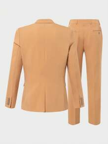 RueChic Men'S Solid Single-Breasted Suit Set - Camel - View 2