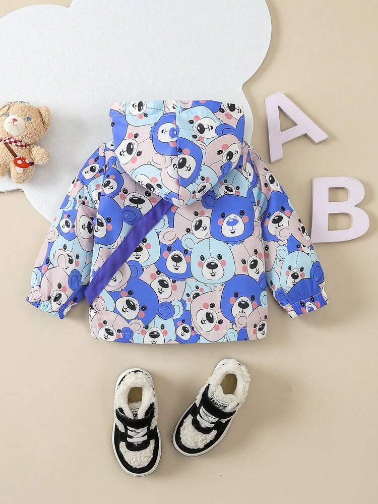 1pc Cartoon Printed Little Bear Cute Winter Jacket For Baby Boys