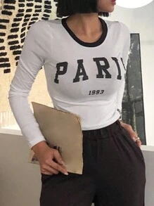 DAZY 女字母印花 T 卹 - 白色 - 查看 7