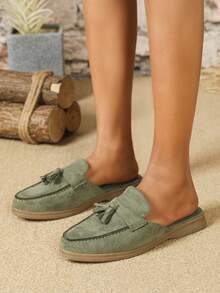 Styleloop 女款綠色時尚平底拖鞋,優雅大方,適用於多種風格 - 軍綠色 - 查看 7