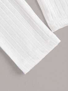 SHEIN EZwear Đen In Đầu lâu Ren Vá lại Đan Quần skinny Áo thun - trắng - Xem 3