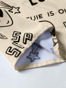 ROMWE MEN Street Life 男士外星人与字母印花短袖衬衫，适合春夏季日常穿着、上学 - 卡其色 - 查看 5