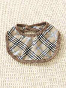 Enterizo De Cuello Redondo Con Babero Para Bebé Niño Con Diseño Patchwork De Cuadros - Café integral - Ver 7