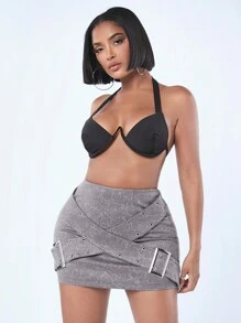 SHEIN SXY Vrouwen Halterhals Rugloos Tank tops Met Bekerontwerp