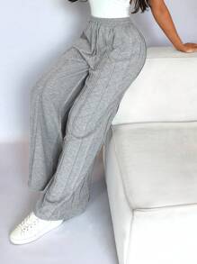 SHEIN SXY 女士打褶街頭風全配格紋褲 - 灰色 - 查看 5