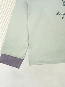 男童獅子字母印花上衣和純色長褲家居套裝 - 灰色 - 查看 3