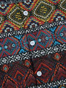 男孩休閒、舒適、時尚、簡約、實用、多功能、復古幾何圖案、透氣、短袖襯衫,適合春夏季節 - 彩色 - 查看 4