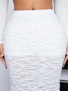 SHEIN SXY Women'S Ripped Fabric Skirt - White - View 6