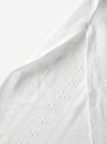 SHEIN Maternidad Camiseta con bordado con ojal bajo curvo - Blanco - Ver 6