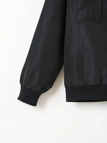 SHEIN EZwear 女士黑色編織連帽夾克 - 黑色 - 查看 3