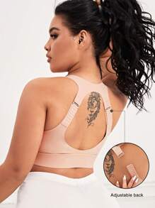 Hơn Chất rắn Cắt bỏ trở lại Bras thể thao - Hồng - Xem 2