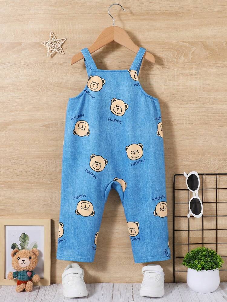Baby Boys' 1pc Cute Bear Denim Effect Jumpsuit