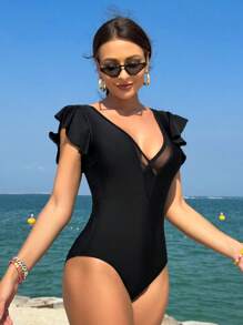 Swim Vcay 女式荷葉邊連身泳衣