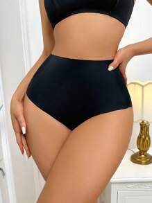 中高腰實色修身三角褲 - 黑色 - 查看 1