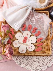 嬰兒女孩里程碑數字木質牌組,適用於新生兒攝影道具 - 彩色 - 查看 8