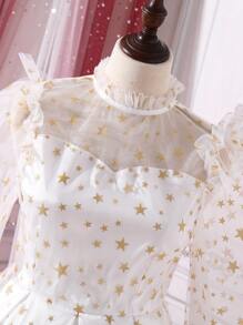 Vestido Sin Mangas De Malla Dorada Brillante Para Chicas Adolescentes