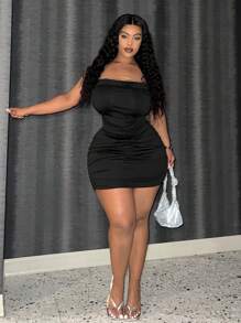 Slaydiva Plus Size Women'S Spaghetti Strap Backless Dress - Black - View 2