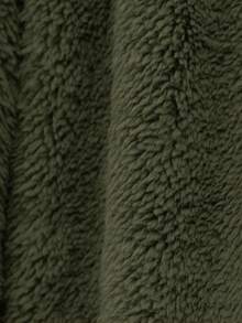 SHEIN Con trai Lỏng lẻo Thoải mái áo có mũ Áo Với Thư được vá , Giường đôi tiêu chuẩn Lông cừu Lớp , Và Màu thuần Dài Quần Bộ - xanh quân đội - Xem 8