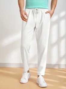 Manfinity VCAY Pantalones De Cintura Con Cordón Tejidas Para Hombre