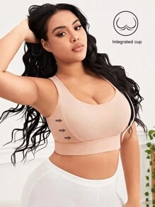 Hơn Chất rắn Cắt bỏ trở lại Bras thể thao - Hồng - Xem 4