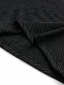 SHEIN LUNE 女蕾絲邊羅紋背心