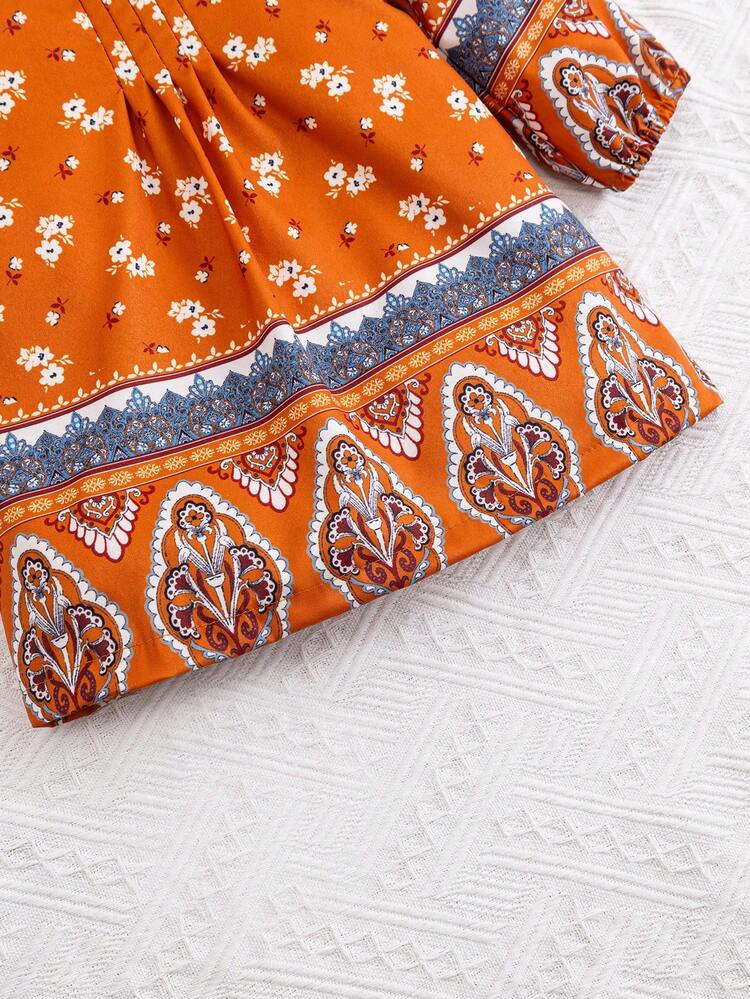 Baby Girl Vintage Brown Patterned Dress