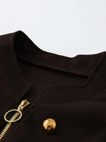 SHEIN CURVE+ Kích thước lớn Đôi ngực áo - Cà phê nâu - Xem 4