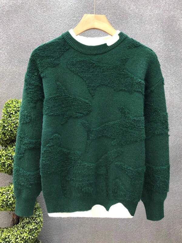 Men'S Solid Color Drop Shoulder Sweater
