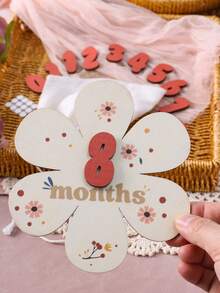 嬰兒女孩里程碑數字木質牌組,適用於新生兒攝影道具 - 彩色 - 查看 6