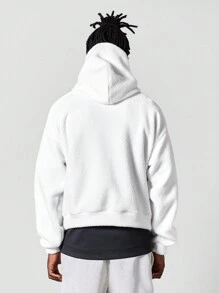 SUMWON Áo hoodie lông cừu thêu phía trước - trắng - Xem 2