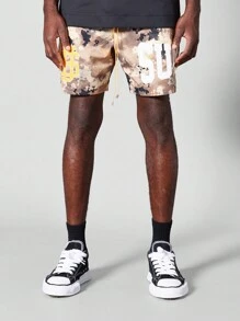 SUMWON Nylon Short With All Over Print - Khaki - View 1