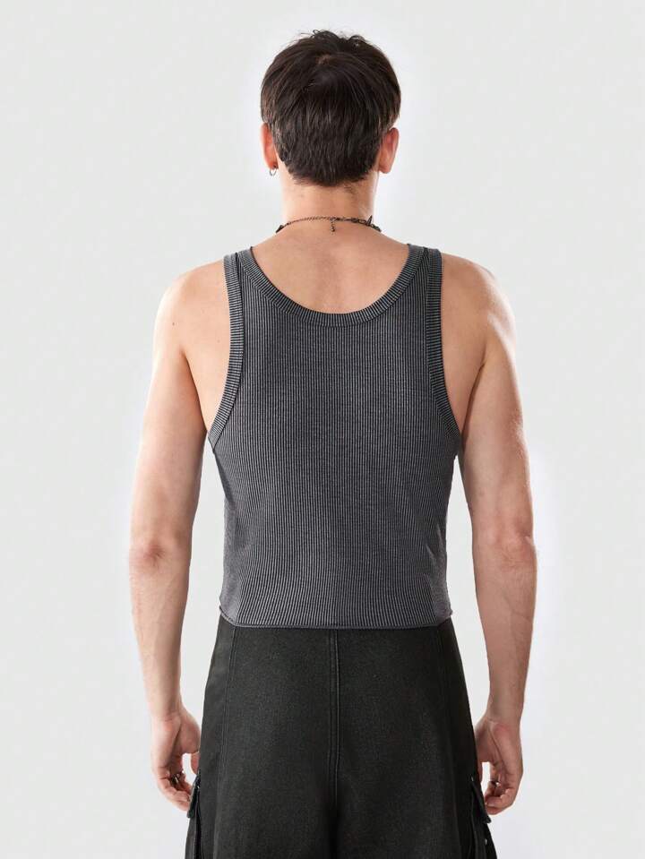 Our Grunge Punk Men's Fashionable Tank Top With Vertical Ribbed is