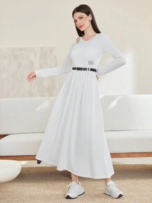 Mulvari 女用挖肩 A 字連身裙 - 白色 - 查看 1