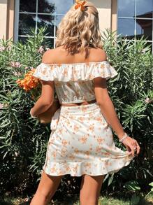 Soleia Của phụ nữ In hoa Off-shoulder Bộ - trắng - Xem 2