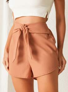 Pantalones Cortos De Mujer - Beis - Ver 1