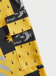 ROMWE MEN Harry Potter | ROMWE Men Star Printed Drawstring Waist Pants - Multicolor - View 4