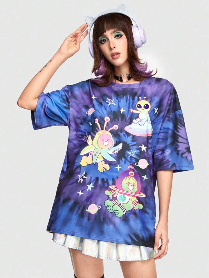 Our ROMWE X Care Bears Tie Dye Rainbow Loose Fit Alien