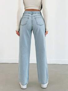 EURMUSE 100%Cotton Straight-Leg Slant Pocket Casual Jeans